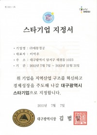 Certificate of a star enterprise (Kor)